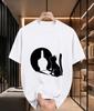2026 New Cotton Tshirt Funny Cat Middle Finger Shadow Print Casual Fashion Short Sleeve Tee