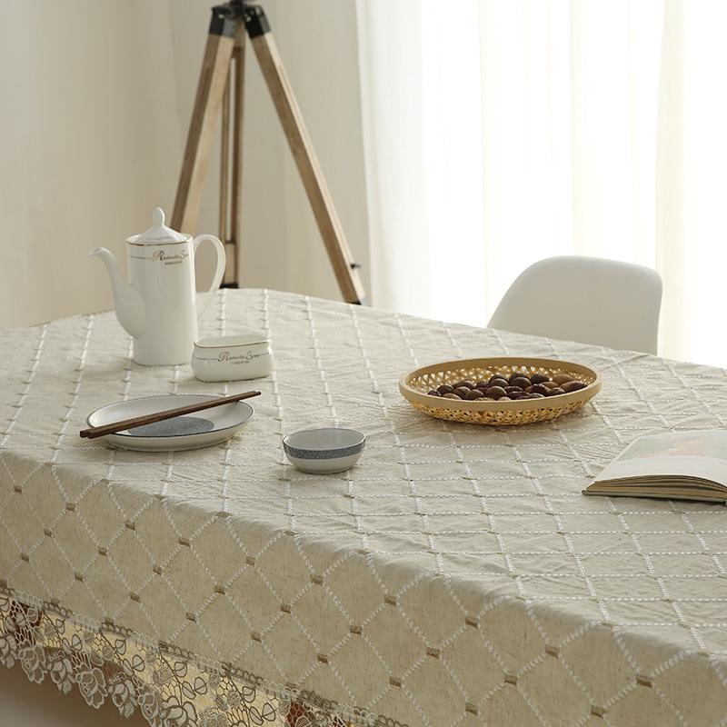 Nordic Pastoral Plaid Cotton Linen Tablecloth - Rectangular/Round 60x60 cm