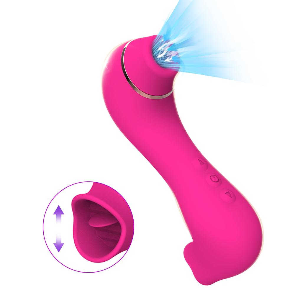 2-in-1 Sucking Vibrator with Tongue Licking 10 Modes Vagina Clitoris Stimulator Oral Sucker Erotic Sexy Sex Toy for Women