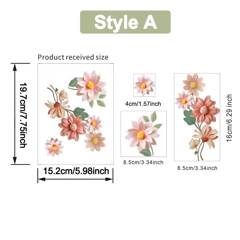3 Sheets Flowers Switch Wall Sticker PVC Removable Waterproof Sticker For Bedroom Bathroom Living Room Home Decoration Stickers