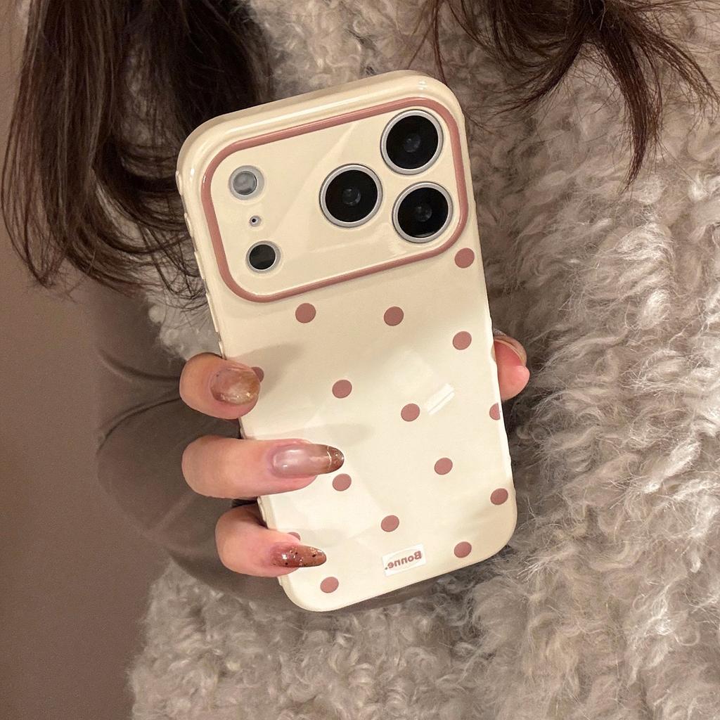 Ins Contrasting Color Polka Dots Simple for Iphone16 for Apple 17pro Max Mobile Phone Case 15 Applicable 13 Soft Cover 14 Creative