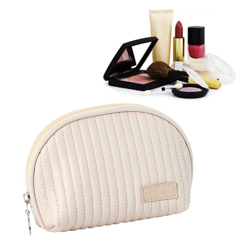 PU Leather Makeup Bag Portable Large Capacity Large Opening Storage Travel Makeup Bag for Lipstick Cosmetic Makeup Pouch