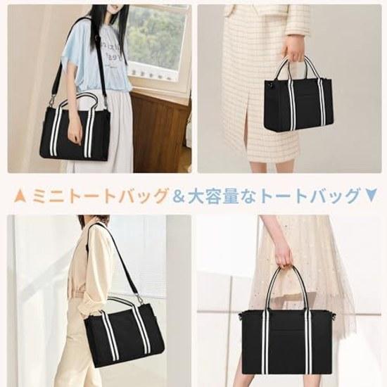 RAINSMORE Tote Bag Womens Canvas Standalone Shoulder Water-Repellent A4 Storage Handbag Mens Zipper Lightweight Commuting School Black Gray
