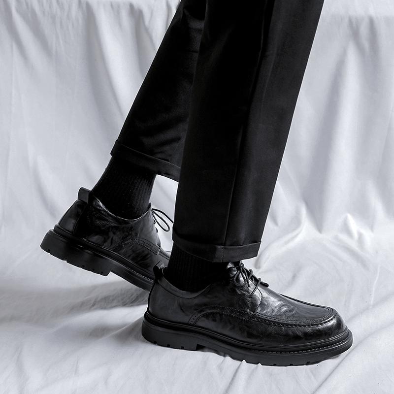 New Lace-Up Oxford Shoes Men'S Comfortable Genuine Leather British Thick-Soled Business Leather Shoes For Spring