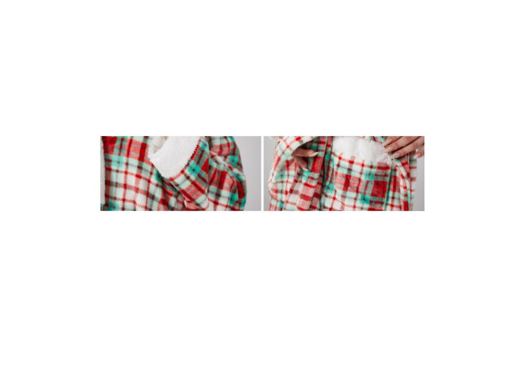 European & American Style Casual Warm Flannel Plaid Hooded Bathrobe Pajamas