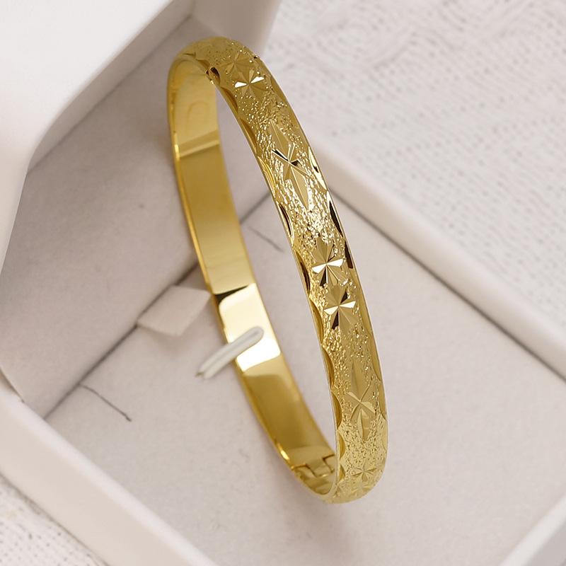 Dropshipping Exquisite Design Stainless Steel Modern Women Bangle Fashion Jewelry Engraved Bracelets Bangles Gold Plated