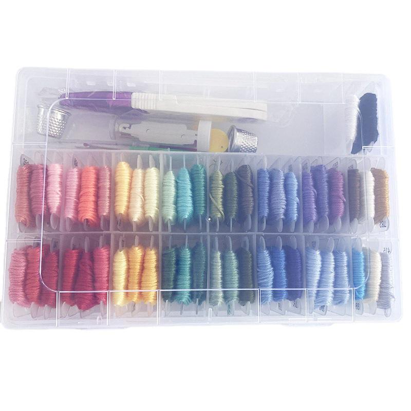 36/50/100 Color Cross Stitch Set with Pre-Wound Bobbins and Boxed Embroidery Floss