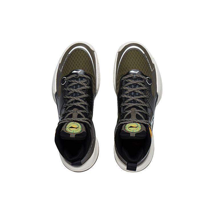 Li-Ning Lightweight Series Non-Slip Wear-Resistant Mid-Top Basketball Shoes Men Sneakers Black Green ABAS027-12
