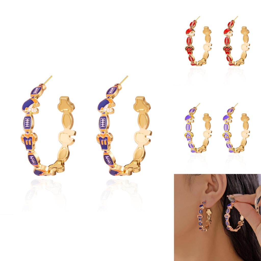 Casual Cool Unique Football Volleyball Earrings In Alloy With Electroplated Finish For Women