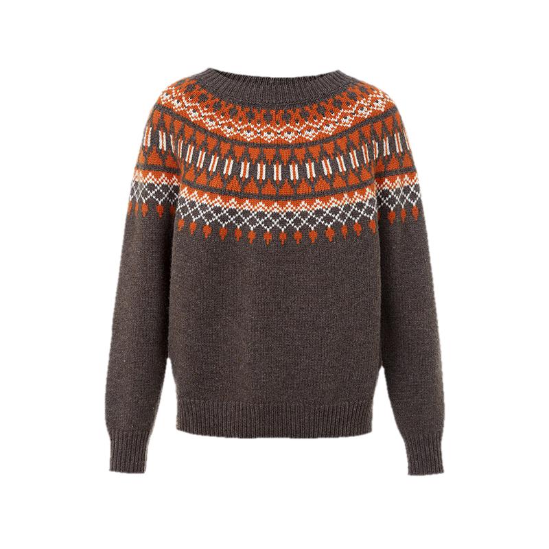

LANCY Women s Vintage Fair Isle Wool Knit Sweater M