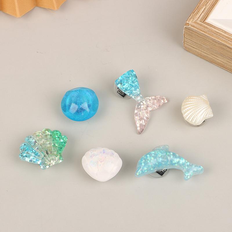 Blue Secret Starfish Shell Hole Shoe Buckle Accessories Decoration Removable Shoe Accessories For Girls Summer Shoes Diy Gift