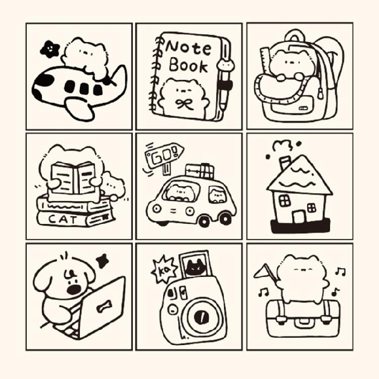Wood Rubber Stamp Lovely Cats Stamp Animal Stamp Decorative Stamp Cartoon Dogs Stamp