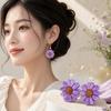 1pair Epoxy Resin Sunflower Earrings Irregular Flower Drop Earrings Real Floral Earrings Women