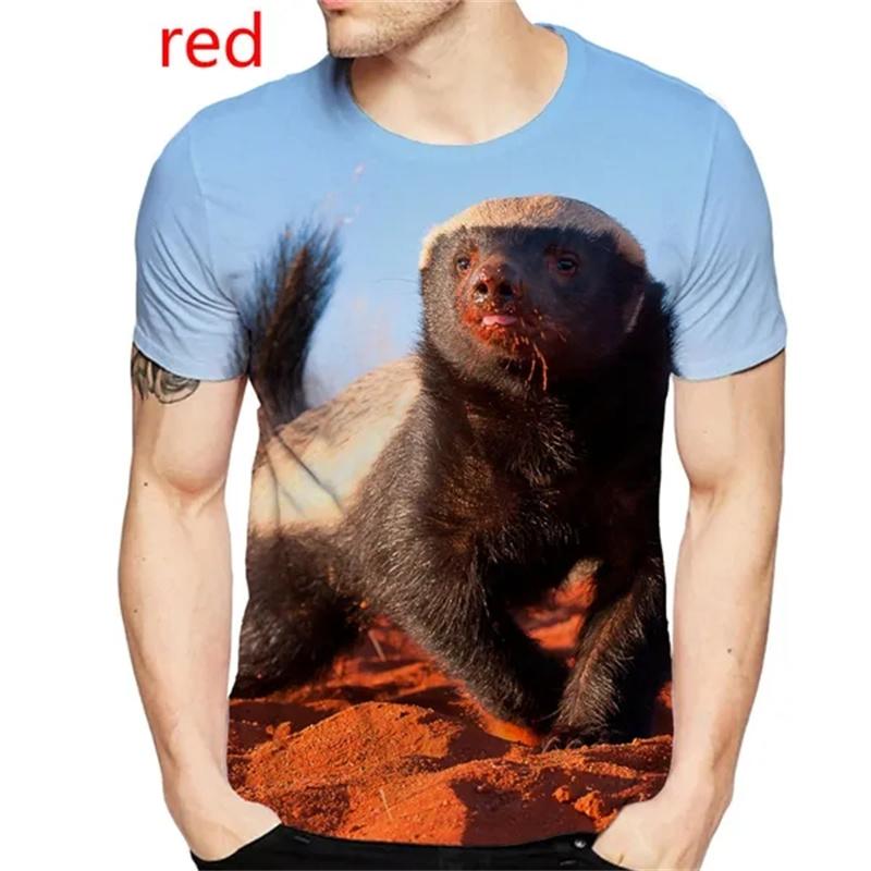 

Africa Honey Badger Graphic T Shirt for Men Funny Animal 3D Ratel Printed Tee Shirts Womens S