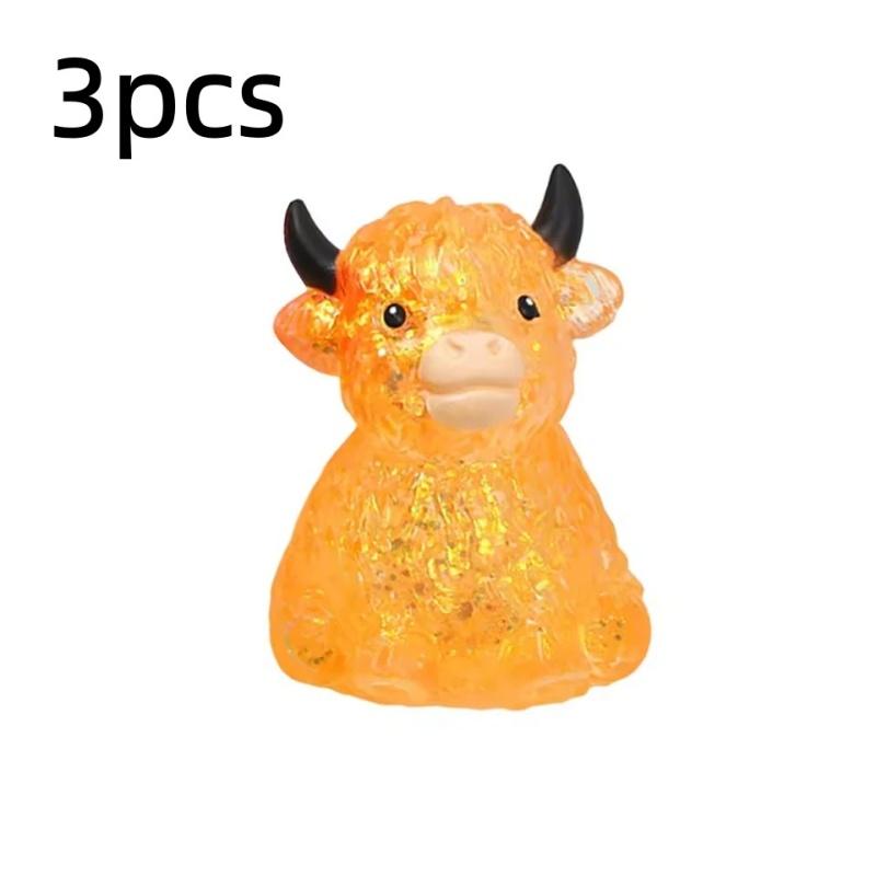 3Pcs Cute Cow Maltose Fidget Toy Soft Cow Small Cute Animal Anti Stress Decompressions Vent Squeeze Toys For Adults Kids