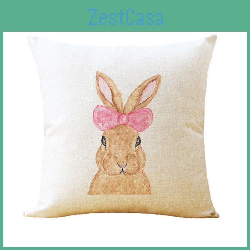 Premium Quality Rabbit Pillowcase Linen Sofa Throw Pillow Cover For Charming Home Decor