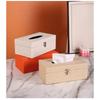 Retro Woven Texture Leather Tissue Boxluxuryhigh-end Home Living Room Office ItemWooden Paper Boxel Commercial Tissue Box