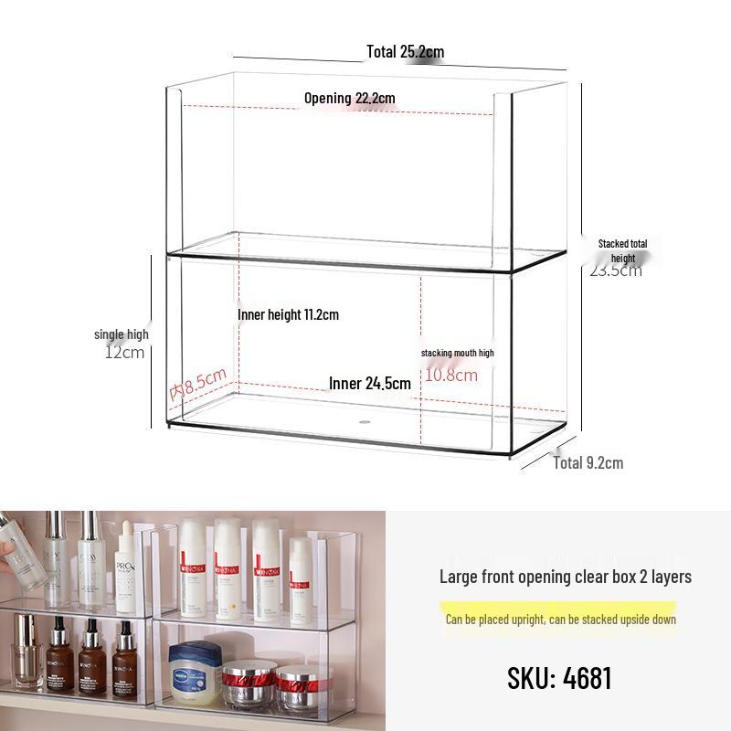 Narrow Acrylic Mirror Cabinet & Lipstick Jewelry Organizer with Tiered Shelves