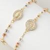 Gold Plated Brass Rosary Bead Bracelet With Intricate Crosses Detail Women Spiritual Jewelry Wrist Chain Accessory