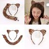 Animal Print Cats Ears Headband Matching Tail Set Breathable Roleplay Gear Costume Accessory For Cosplay Enthusiasts