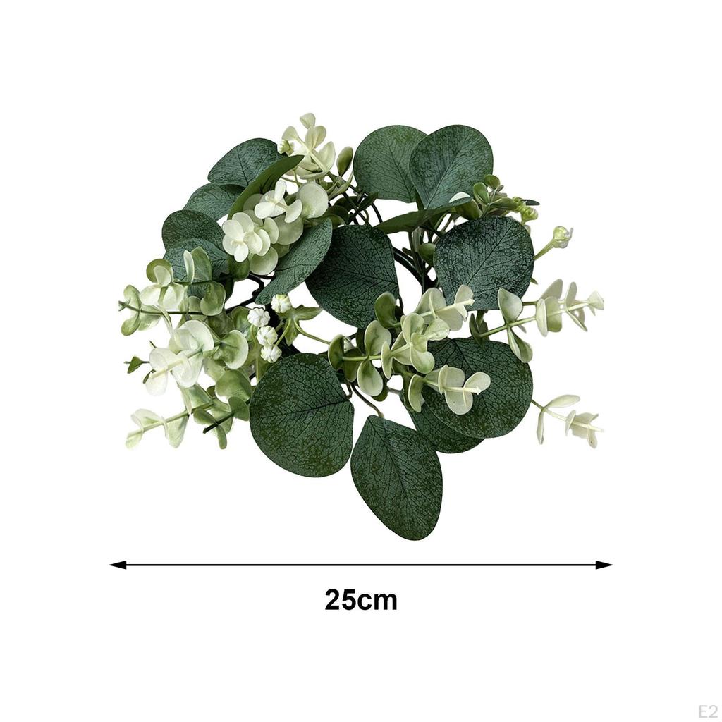 Candle Ring Artificial Eucalyptus Leaves Wreath 9.8inch Home Decor Small Boho Pillar