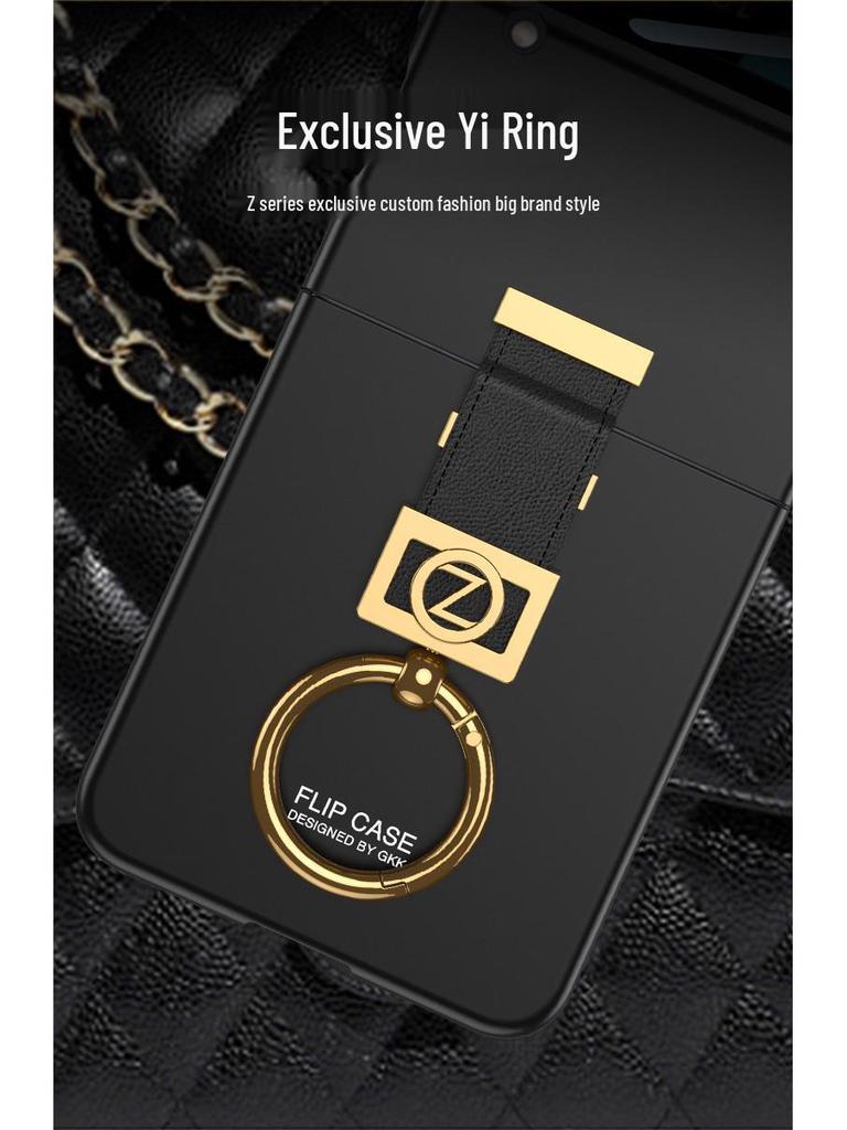 Samsung Flip4 Cross-border Compatible Frosted Hard Case with Z Ring Buckle