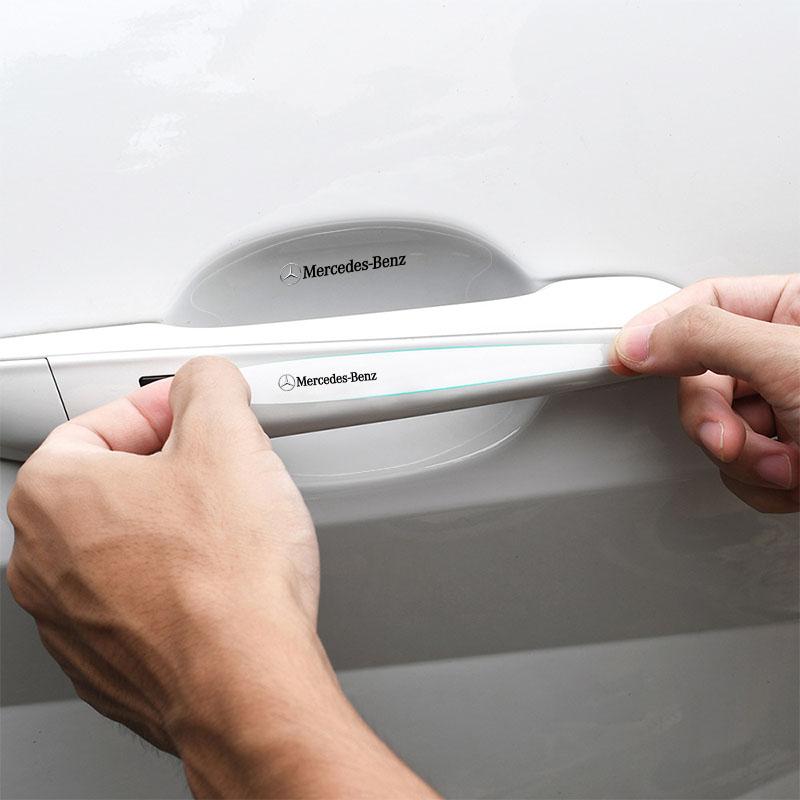 8Pcs Transparent Car Door Handle Bowl Anti Scratch Protective 3D Sticker For Mercedes Benz GLE GLC A B C E Class W176 W246 W205 W213 AMG