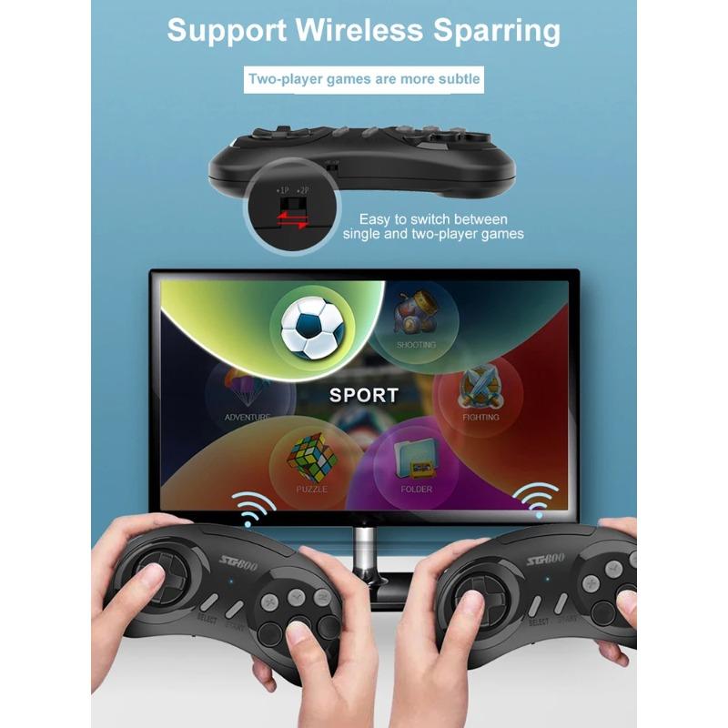 Retro Game Console HD TV Video Game Stick 16 Bit for Sega Genesis Built-in 5000 Classic Games with Controllers Gamepad SG800