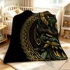 Oni Mask Flannel Blanket Warm Soft Halloween Christmas Couch Warm Cozy Decorative Decor Gift for All Season