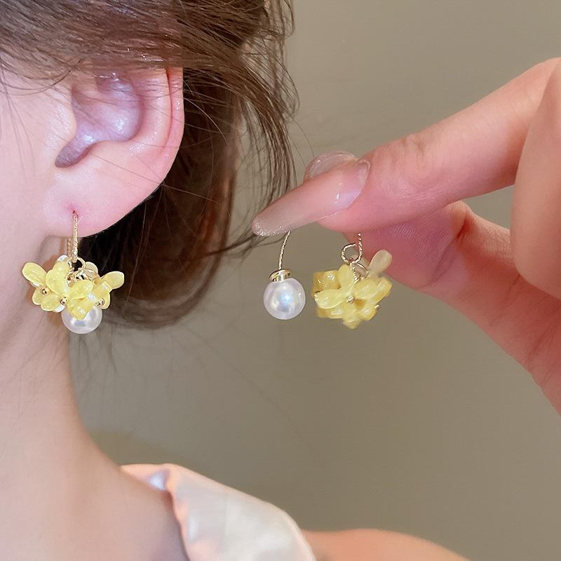 Żółte Kwiatowe Kolczyki z Frędzlami Super Nieśmiertelny Leśny Wiosna i Lato Słodkie Kolczyki Lekki Luksus Kolczyki Damskie