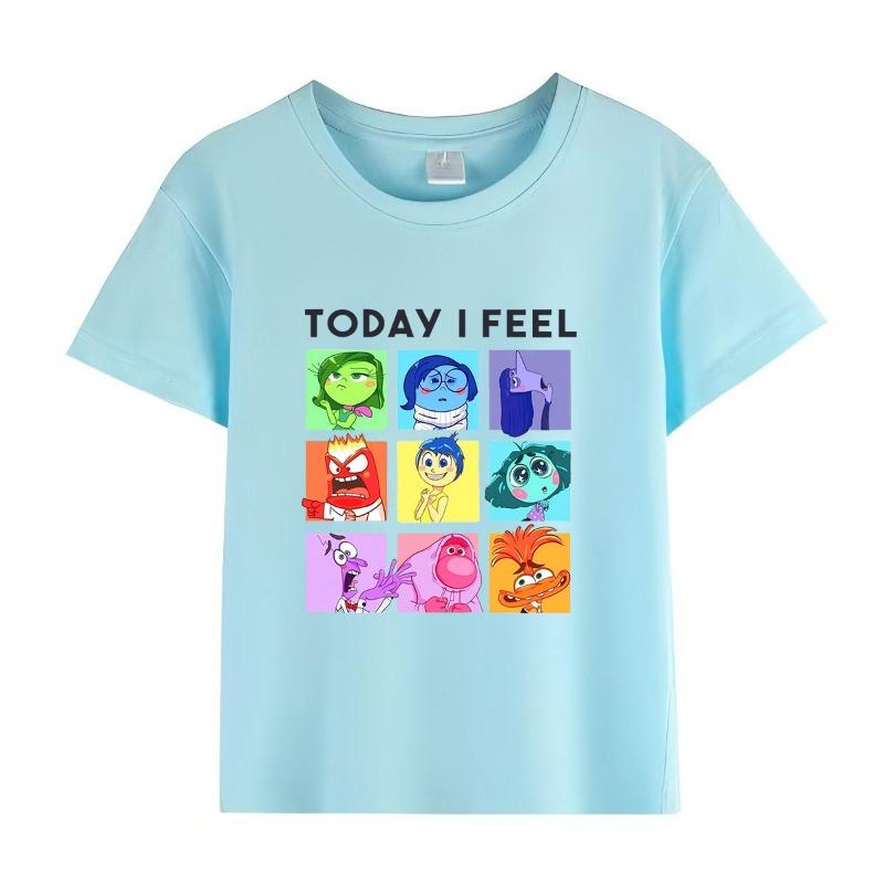 Disney Pixar inside out 2 'Today I Feel' T-Shirt for Boys & Girls Short Sleeve Casual Top Ages 3-12 Toddler Summer Clothing