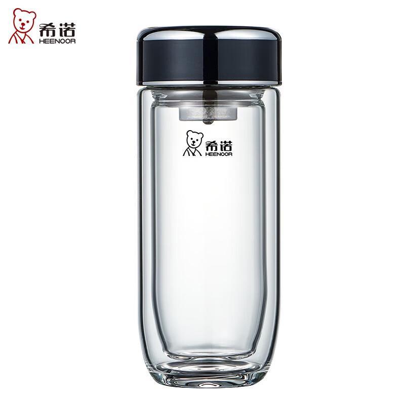 HEENOOR 280ml Double-Wall Glass Tea Infuser Bottle