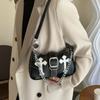 Coole Kette Y2k Mädchen Achseltaschen Einfache PU-Leder Damen Kleine Umhängetasche Mode Retro Damen Clutch Handtaschen Geldbörse