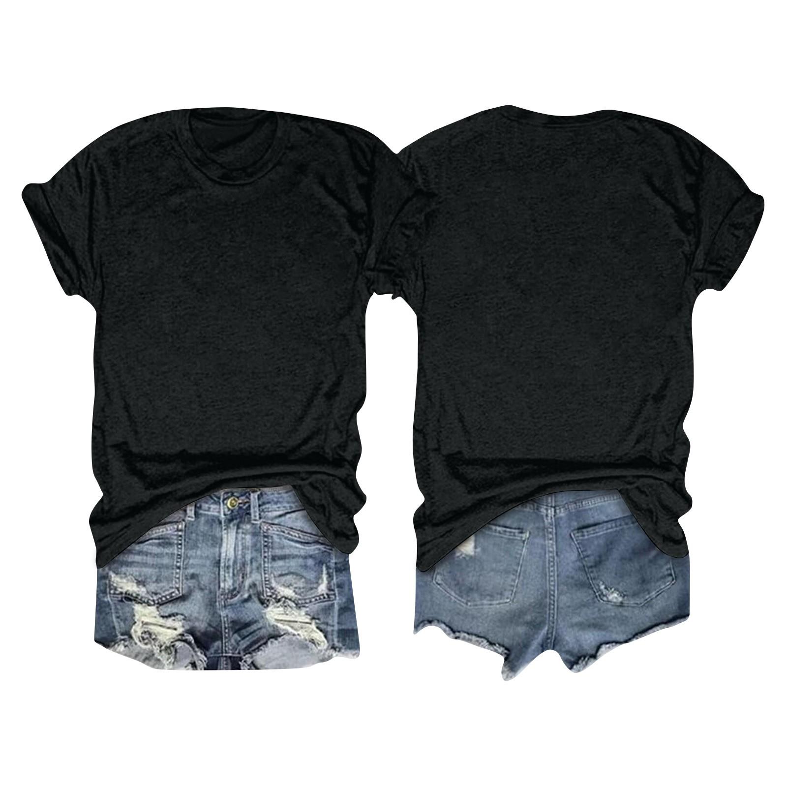 

Женская футболка с круглым вырезом и короткими рукавами в подарок XXL чёрный