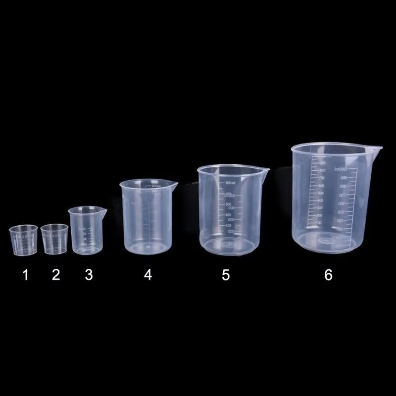 6Pcs/set Clear Plastic Graduated Measuring Cup Without Handle for Baking Beaker Liquid Measure Jug Cup Container
