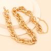 Gold exaggerated aluminum chain choker necklace bracelet combination set, niche jewelry