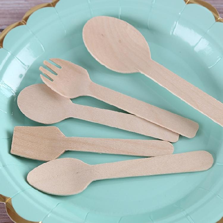 100 Pcs Wooden Utensils Disposable Cutlery for Outdoor Activities Gatherings