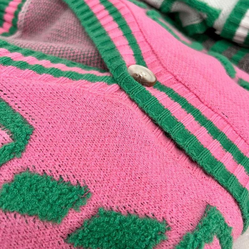 Embroidered Knit Cardigan Women's Loose Sweater V-neck Long Sleeved Single Breasted Buckle Thick Coat Warm Comfortable Casual Commuting Autumn Winter