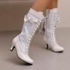 Fashion Autumn Winter Vintage Women Victorian Boots Lace Up High Heel Bootie Cross Straps Lolita Princess Cosplay Party Costume Shoes