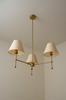 Elegant Brass Chandelier 3-Light Fabric Shade Hanging Light Fixture for Home Décor