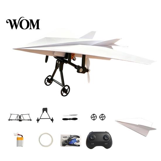 Indoor Outdoor Flying Toy Remote Control Paper Airplane Kit, DIY Electric RC Plane with Gyro Educational Stabilizer, Dual Propellers, Lightweight