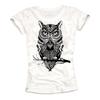 Womens Owl T-shirt White / Black Print - Vintage Graphic Tee Shirt Hipster Swag S/M/L
