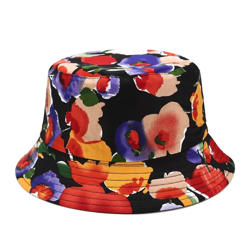 

LDSLYJR Four Seasons Cotton Print Bucket Hat Fisherman Hat Outdoor Travel Hat Sun Cap Hats for Men and Women 99