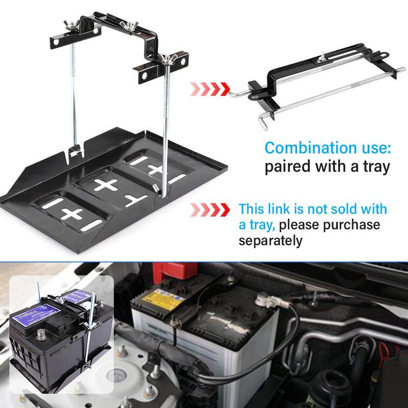 Universal Adjustable Battery Hold Down Crossbar 270mm For Car SUV Truck RV J Bolt Corrosion Resistant Battery Holder 12V