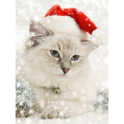 Pittura a diamante con trapano completo, motivo natalizio, motivo a gatto, ricamo a punto croce, strass, mosaico, decorazione