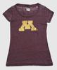 Zen By J. America Womens Minnesota Golden Gophers Semi-Burnout Shirt New S-2XL