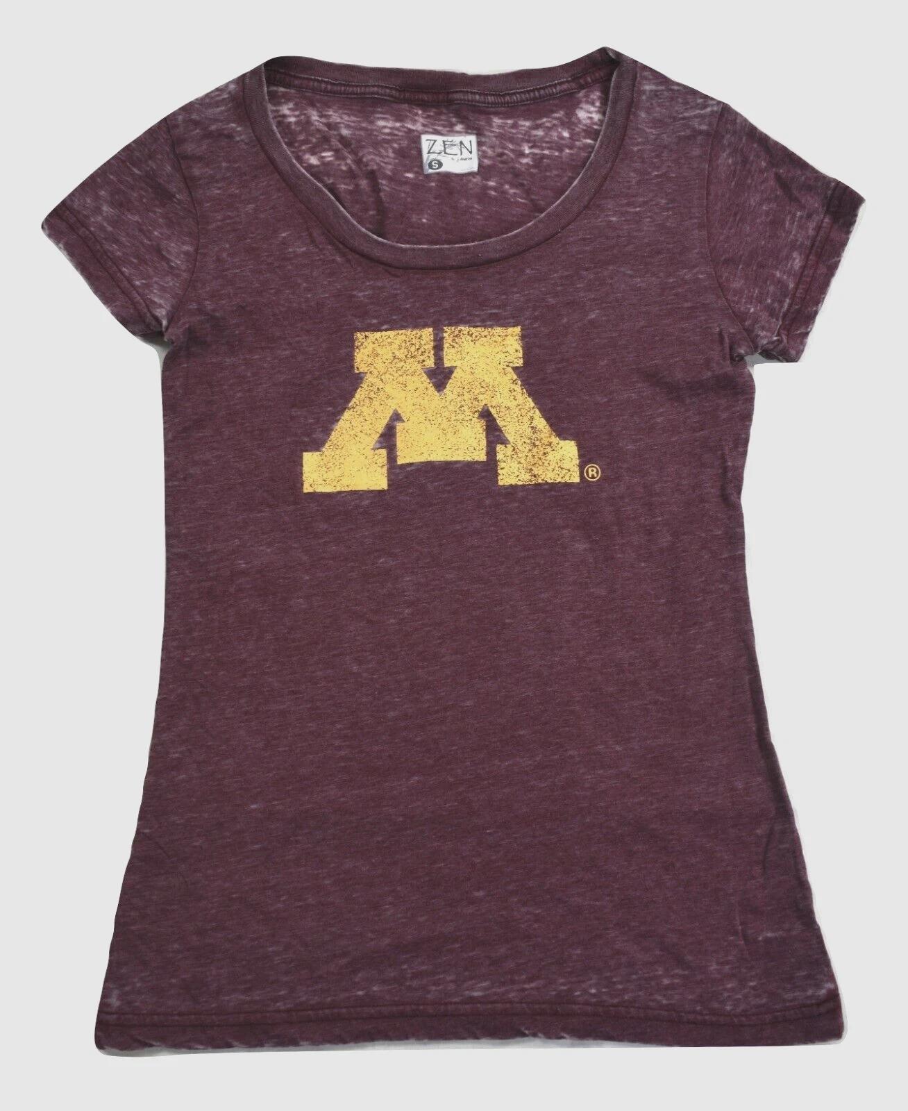 Zen By J. America Womens Minnesota Golden Gophers Semi-Burnout Shirt New S-2XL S