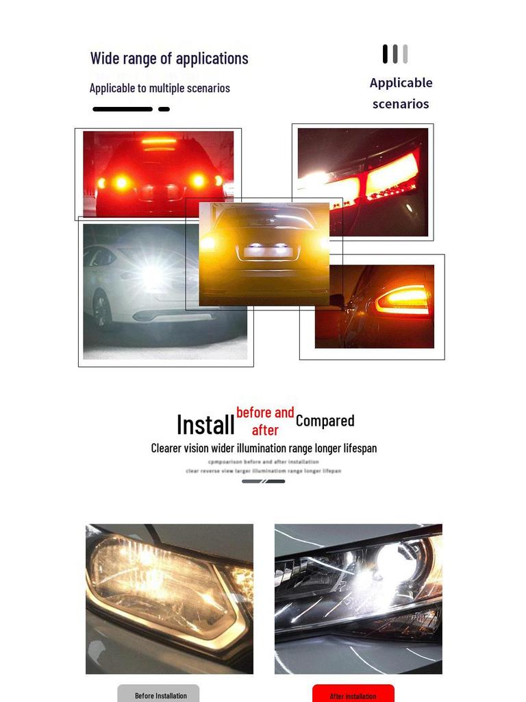 Universal 1156 LED Car Turn Signal & Reversing Light Bulb, P21W BA15S, T20/T25 Compatible