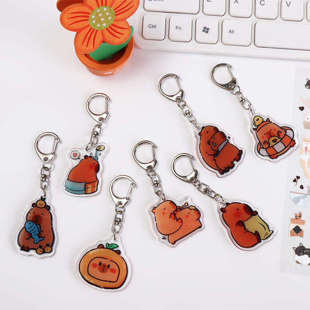 Cartoon Capybara Capybara Acrylic Keychain Acrylic Kapibala Keyrings  Car Key Pendant