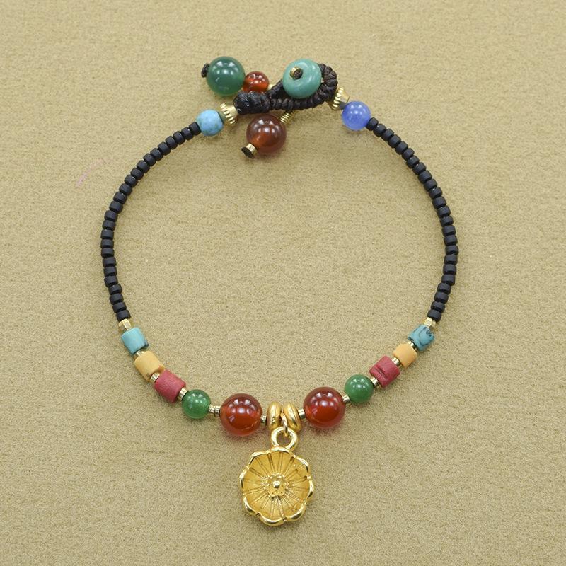 New Ethnic Style Retro Woven Fashion Women 'S Bracelet Adjustable Gemstone Beaded Antique Charm Yoga Bracelet Female Jewelry